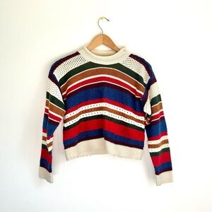 Colorful Striped Women's Turtleneck Sweater